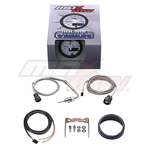 Maxtow Double Vision 1500 F Pyrometer Exhaust Gas Temperature Egt Gauge Kit - Includes Type K Probe - White Gauge Face - Blue Led Dial - Analog & Digital Readouts - For Diesel Trucks - 2-1/16" 52Mm #TOP5