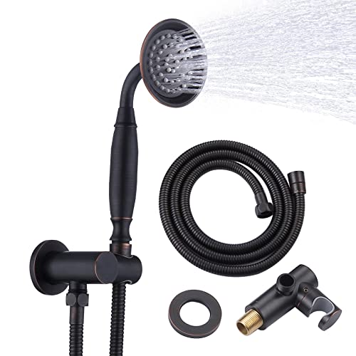 Brass Antique Handheld Shower Head High Pressure Hand Held Shower Head With 59" Long Hose And Holder Telephone Shaped Adjustable Handheld Showerhead Attachment Sprayer For Bathroom Oil Rubbed Bronze #TOP6