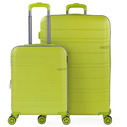 JASLEN - Satz mit 2 Koffer 4 Rädern. ABS. USB. Dehnbar, hart, bequem und leicht. TSA-Sperre. Kleine und große Größen. Qualität und Marke 171217, Color Pistazien-Silber Cover