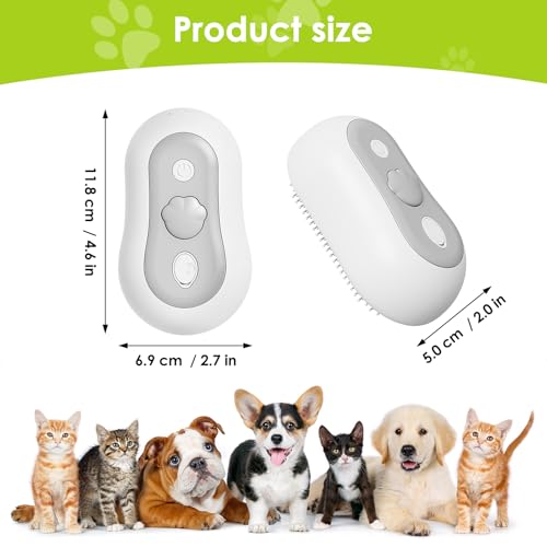 Katzenbürste mit Dampf & Auslöseknopf, Wiederaufladbar Dampfbürste von Katze Hunde, Massage Steamer Kamm Katzenbürste mit Wasser Tank für Langhaar und Kurzhaar zum Entfernen Losem Fell und Schmutz