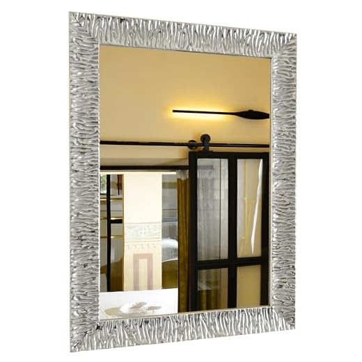 GaviaStore - Julie Silver 70x50 cm - Högkvalitativ modern väggspegel (18 storlekar och färger) Väggmonterade speglar heminredning konst heminredning modernt vardagsrum vägg sovrum badrum kök ingång spegel