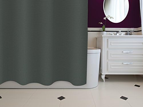 Aqua Collection Solid Color Polyester Waffle Weave Water-Repellent Shower Curtain, Grey
