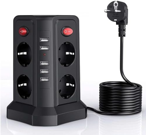 JSEIAJB Vertical Power Strip Circuit Surge Protection Socket Tower Outlets 2m Extenstion Cord image 2