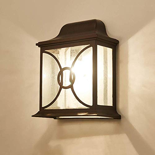 Retro Außenwandleuchte Wasserdichte Vintage Braun Wand-Außenleuchte IP34 Aluminium und Glas Wand Lampe E27 Industrial Tor Flur Treppe Eingangs Post Leuchte Wandbeleuchtung 21 * 11 * 29 Cover