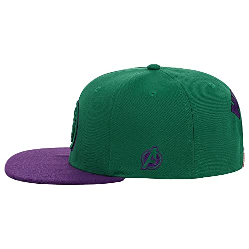 Marvel Hulk Adult Fashion Adjustable Snapback Flat Bill Cap Grn/Pur #TOP5