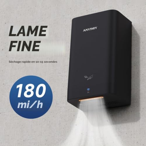 anydry AD2822 Sèche-Mains à Grande Vitesse Sèche-Mains Électrique Automatique Commercial ou Domestique Noir – vue 3