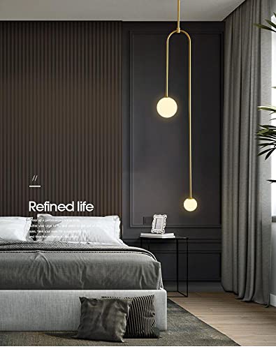 Amartiz Linear Globe Chandeliers Gold Frosted Glass Globe Pendant Light Kitchen Island Ceiling Hanging Pendant Lighting For Dining Room Table Living Room Bar #TOP2
