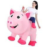 JASHKE Disfraz Inflable de Cerdo para Adultos Paseos en un Traje de Cerdo Inflable Rosa Disfraces Inflables Divertidos Carnaval de Halloween Navidad