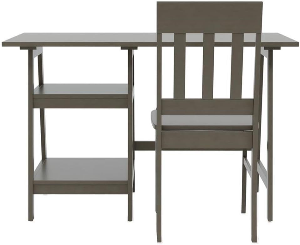 Furniture of America Prenna Wood 2-Piece Writing Desk and Chair Set in Gray