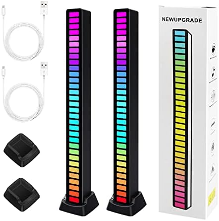 LED Light Bar,2Pcs RGB Music Rhythm Light, Voice-Activated Gaming Light with Rechargeable Battery, Sync with Music, Atmosphere Pickup Rhythm Light RGB Gaming Light Bar Decor for Car Player Bedroom