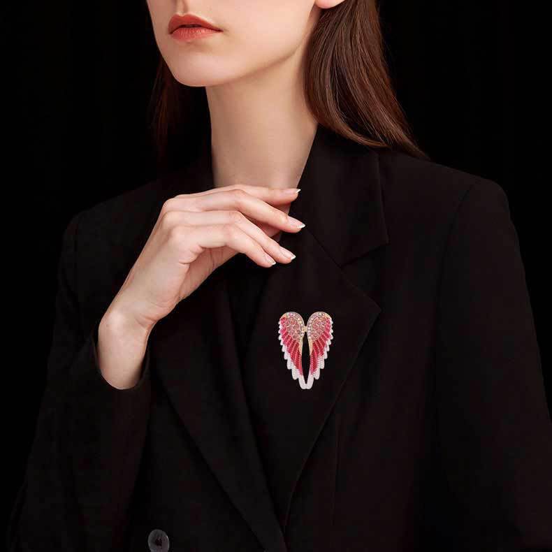 Image of Brooch Pins for Women Men Fashion Angel Wings Large Brooch Lapel Pin Scarf Buckle Pin Crystal Brooch Wedding Prom Dresses Clothing Accessories Jewelry