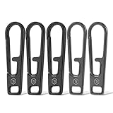 KeyUnity KA54 Titanium Zipper Pull Replacement – Lightweight Zipper Tabs for Backpacks, Luggage, Jackets and Handbags – Rust Resistant, Universal and Quick Repair Kit (Black3+Gray2)