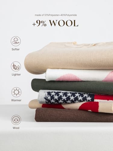 EVALESS Fall Sweaters for Women 2025 Trendy Wool Blend Sweaters Long Sleeve Crewneck Fall Outfits Pullover Sweater Tops4