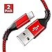 Price comparison product image Type C Cable, Fundro Samsung a10 Cable (2 Pack 6.6FT) USB C Fast Charger Nylon Braided for Samsung Galaxy S10 S9 S8 plus a40 a10 a70, Huawei P30 P20 P10 Mate 20, Pixel, LG V30 G6, OnePlus 5 (Red)