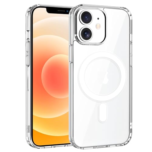 Exsight Magnetisch Hülle für iPhone 12 / iPhone 12 Pro 6 1 Zoll Kompatibel mit MagSafe Starke Magnetkraft Stoßfeste und Kratzfest Klare Dünne Silikon Case Magnetische Handyhülle Durchsichtig