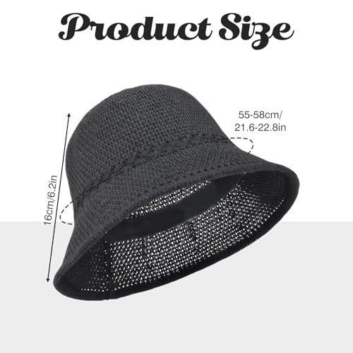 YingMengZhiGe Gewebter Fischerhut,Strohhut Soft,Damen Häkelhut,Mädchen Sonnenhut,Leicht Herren-Angelhut,Bucket Hut,Weich Strickmützen für Reisen,Urlaub,Outdoor