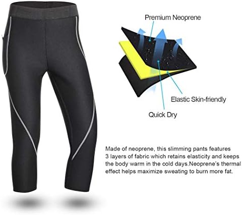 Gotoly Women Neoprene Sauna Pants Slim Training High Waist Tight Legging Pocket Running Capris Sport Wear Workout Thermo Fat Burning Sweat Shaper
