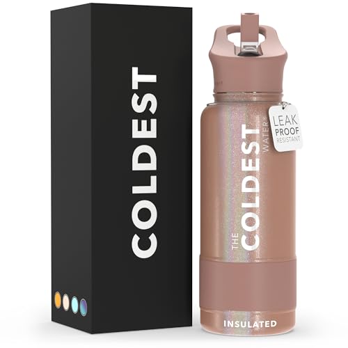 Traveler - 40 oz Water Bottle with Handle & Flip Straw - Fits in Cup Holder, Leak Resistant Tumbler-Reusable Insulated Stainless Steel & Rubber Base - Gifts for Women & Men, Midnight