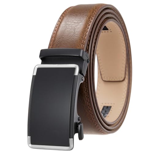 Ceintures en cuir véritable hommes boucle automatique cliquet luxe noir marron