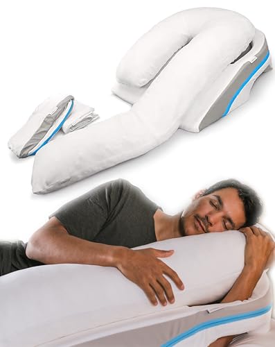 MedCline Shoulder Relief System with Extra Cases, Bed Wedge Pillow for Shoulder Pain Relief and Therapeutic Body Pillow, Inclined Sleep Position with Arm Pocket, Small/Medium for 5'9
