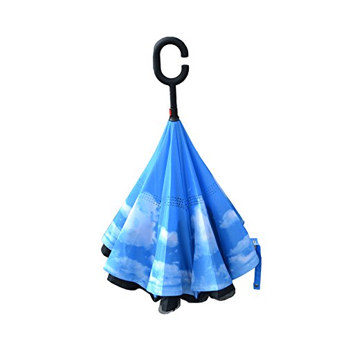 Nufoot Topsy Turvy Inverted Umbrella, Black/Sky 5 Inch #TOP1