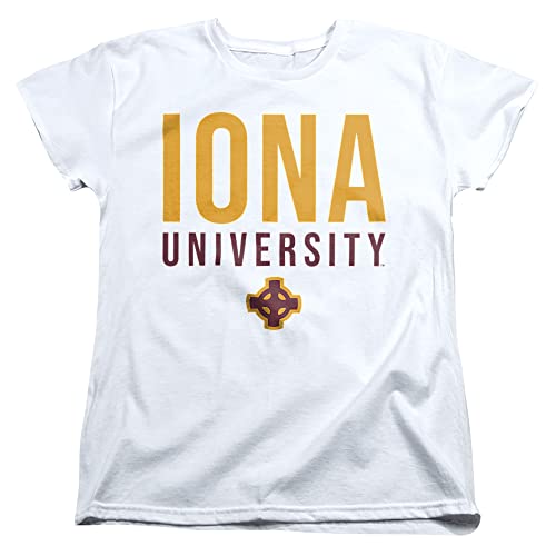 Iona College Official Stacked Women's T Shirt, White, Medium