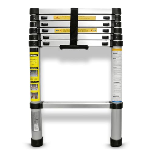 Eaxus® Teleskopleiter 2,0m - Aluminium Mehrzweckleiter Ausziehbar mit 7 Stufen, Silber
