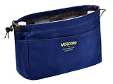 Vercord Canvas Handbag Organizers, Sturdy Purse Insert Organizer Bag in Bag, 10 Pockets Navy Blue Large