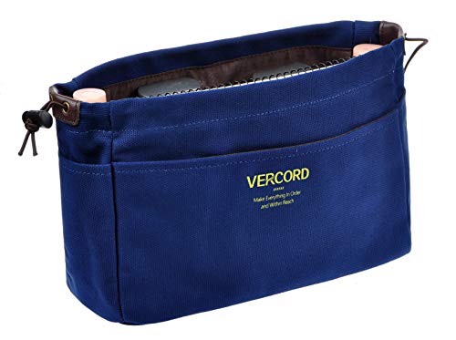 Vercord Canvas Handbag Organizers, Sturdy Purse Insert Organizer Bag In Bag, 10 Pockets Navy Blue Small #TOP28