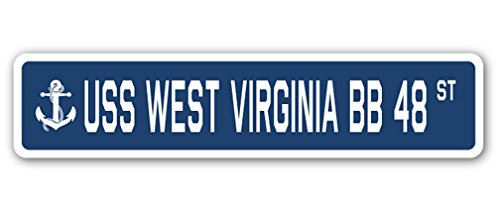 USS WEST Virginia BB 48 Street Sign us Navy Ship Veteran Sailor Gift