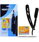 Professional Straight Edge Razor With 100 Single Shark Blades Stainless Steel Razor & Blades, Clo...