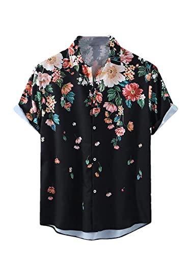 Chemise manches courtes pour homme Disimlarl motif rose de qualité