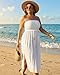 Pinup Fashion Plus Size Swim Cover White Cover Up Swimsuits Strapless Smocked Beach Sundress 24W