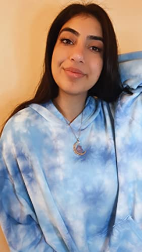 MJartoria Best Friend Moon Cyrstal Pendant Necklaces, Love Across Light Years Filigree Crescent Moon Nebulae Cabochon Amethyst Friendship Necklace (Purple)2