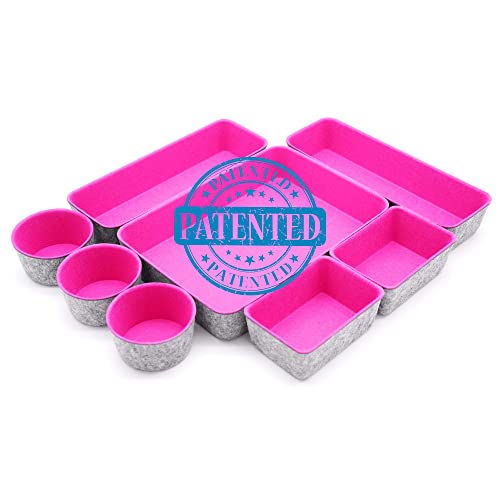 Welaxy 8pc Desk Drawer Organizer Bin Jewelry Office Catchall Tray Hot Pink
