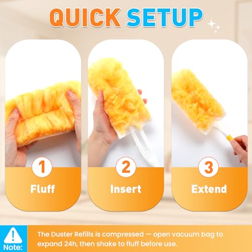 Alotiki Heavy Duty Duster Refills, 160 Count 360° Double-Sided Duster Refill and 1 Yellow Handle, Disposable Dusters Refill for Daily Dust Cleaning, Electronics, Furniture, Blinds, Ceiling Fans - Thumbnail 7