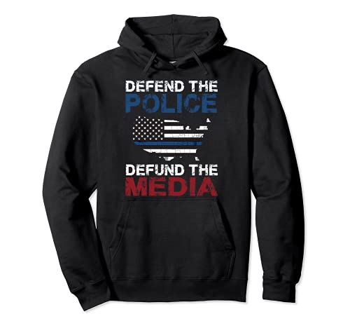 Défend the Police Defund the Media Drapeau américain Cadeau Sweat à Capuche