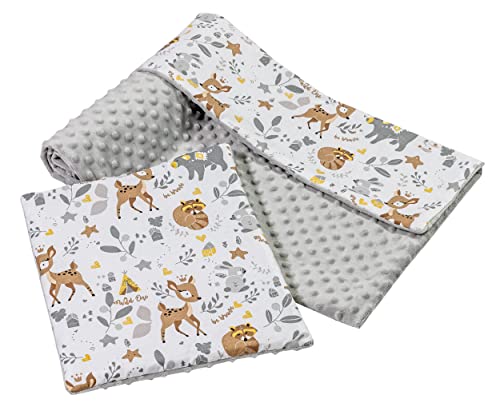 Couverture bébé avec oreiller minky pour poussette et lit enfant
