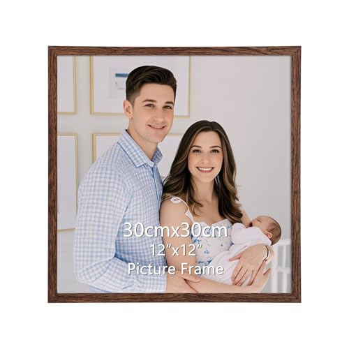 EYMPEU Bilderrahmen 30x30 CM 1 Stück, für Wand und Tisch, geeignet für den Einsatz in Büros und Wohnungen, Kaffee