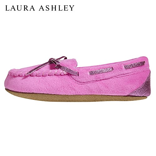 Laura Ashley Kids Girls Fleece Glitter And Bow Moccasins Fuschia 2/3 #TOP2
