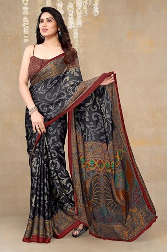 Image of MIRCHI FASHION Saree for Woman Chiffon Kalamkari Design | Professional Office Wear Lightweight Sari for All-Day Comfort with Blouse (Available in 15 Colors)