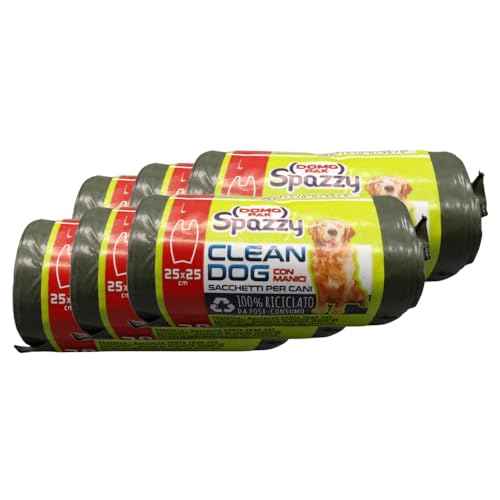 CLEAN DOG, Sacchetti Per Cani Con Manici (Confezione Da 30 Sacchetti) 25x25cm (6 Confezioni)