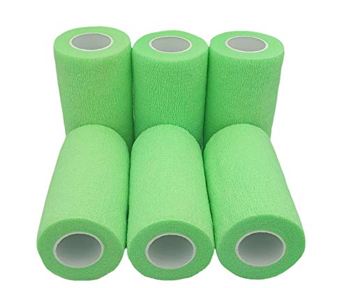 PintoMed Bandage Cohésif - 6 x Vert Fluo - tendue 6 Rouleaux x 10 cm x 4,5 m adhésif Flexible Bandages, Premiers Secours Sports Wrap Bandage - Lot de 6