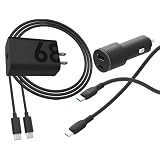 Motorola TurboPower 45W Dual Port Car Charger + 68W Charger + 2m Black Silicone Cable
