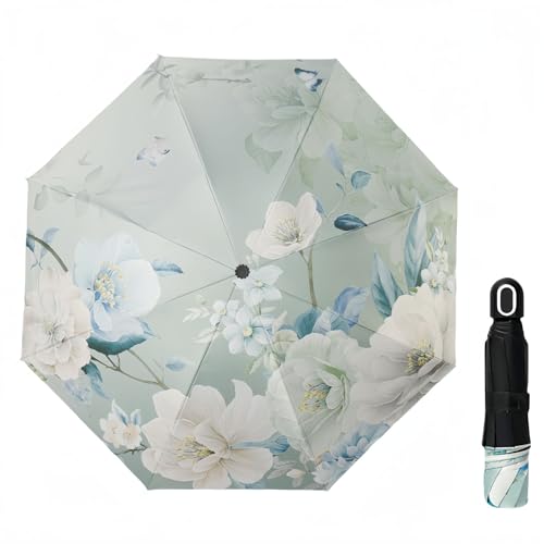 TopLucky Jacquard Peony - Ombrello parasole da donna in pizzo, protezione anti-UV, UPF 50+, leggero e portatile, Verde, M