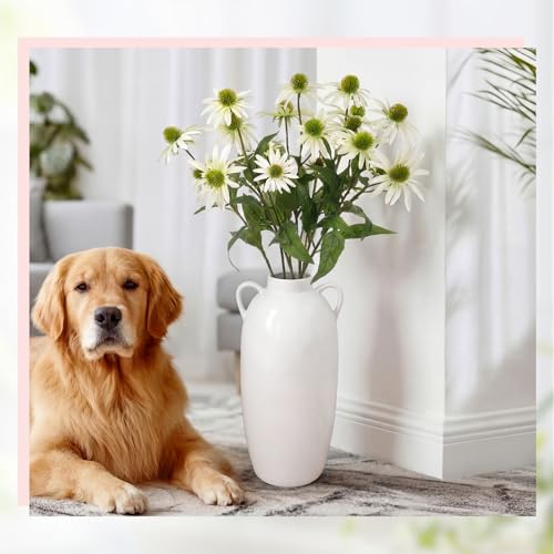 Knitgrip 4 Pack White Artificial Coneflower Stems 29" Faux Echinacea Decor by Knitgrip - Image 3
