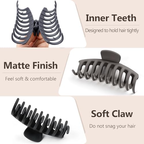 Image of ANNA CREATIONS 8 Pcs Korean Fashion Matte Hair Claw Clips Strong Hold Clutcher for Thick & Thin Hair Accessories Clutches for Women & Girls