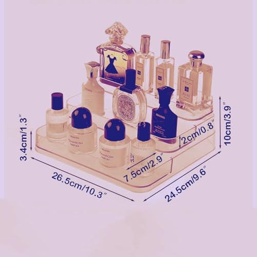 Perfume Stand Organizer - 3 Tier Fragrance Storage Shelf - Figure Lotion Skincare Display Stand Shelves, Spice Vitamins Medicine Bottles Holder, Dessert Table Sturdy Rack for Kitchen Bathroom Countertop Cabinet Vanity Makeup Cosmetics Skincare by Himilucky - Used condition - Image 2