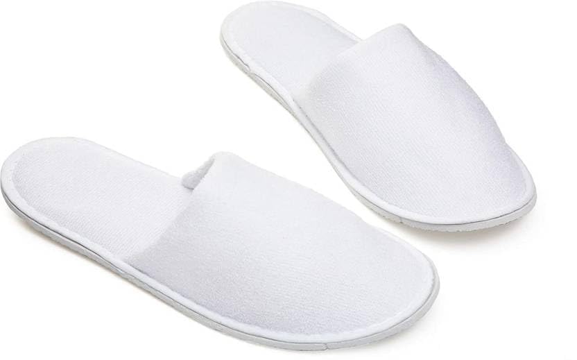 Diktmark White Disposable Slippers for Women, 11 UK, Medium Width, Closed Toe, Flat Heel, Solid Color, Casual, All Seasons
