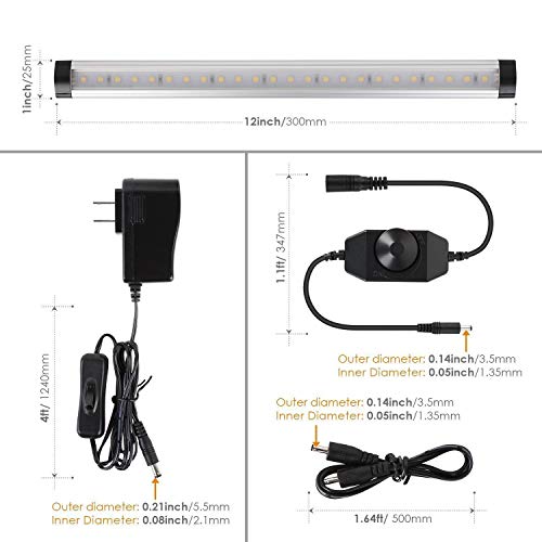 Albrillo Under Cabinet Lighting Kit, Dimmable Under Counter LED Light Strips for Kitchen Closet Shelf Cupboard, Warm White 3000K, Plug-in, 6 Pack - Thumbnail 5